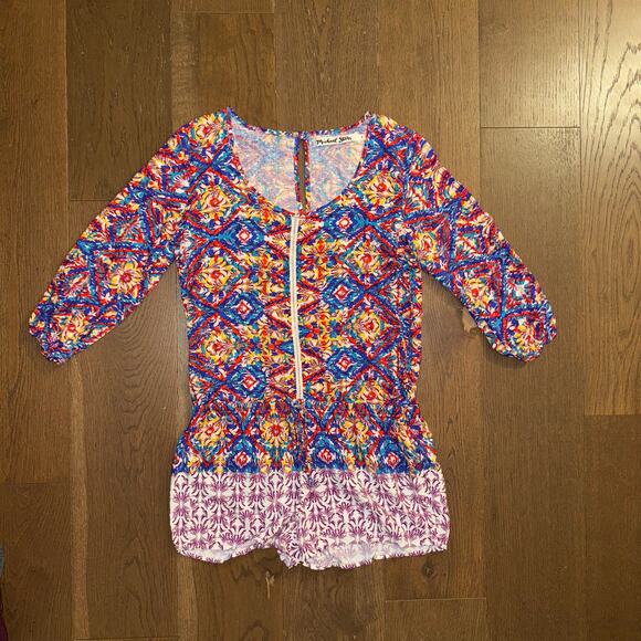 Michael Stars Tulum Border Print Romper Size Small - Picture 1 of 5